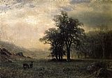 Albert Bierstadt Deer in a Landscape painting